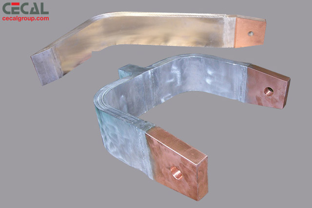 Aluminum flexible with copper terminal bonded using explosion welding